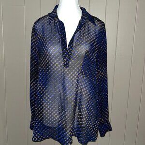 Pleiome Diamond Pattern Sheer Long Sleeve Blouse – Modern & Elegant - S